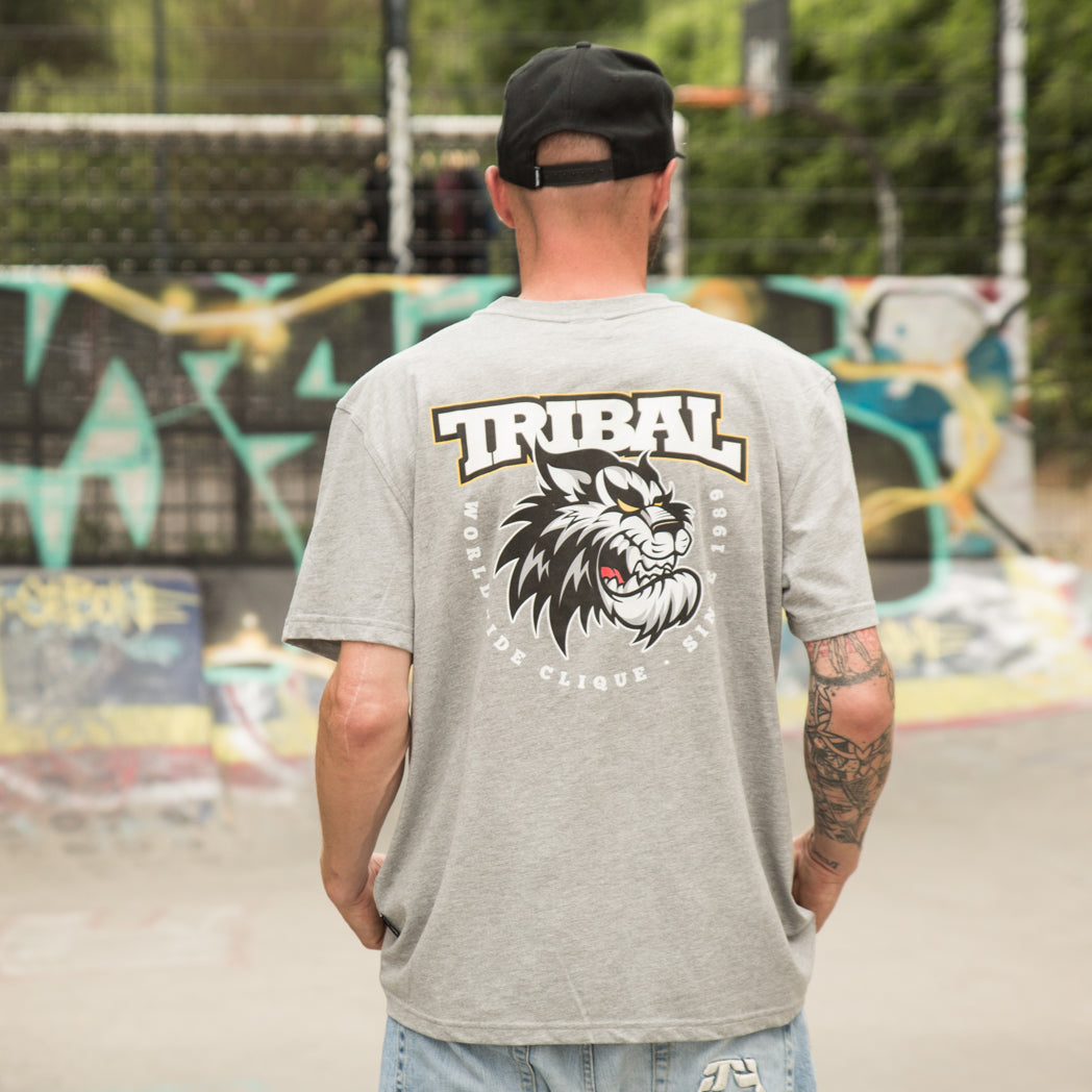 T-shirt tribale Fisek Tiger grigio melange