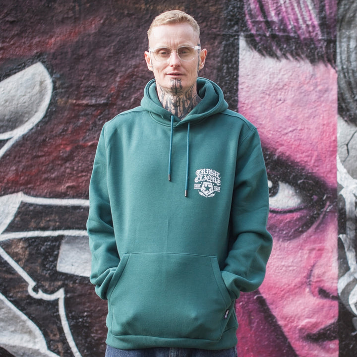 BLoved Worldwide Sudadera con capucha verde azulado oscuro