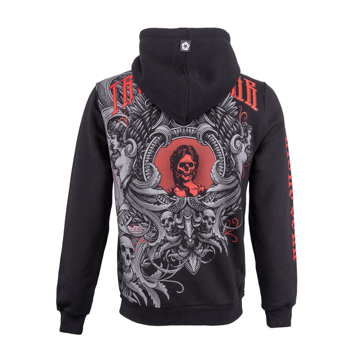 Sudadera con capucha y cremallera con calavera de ángel