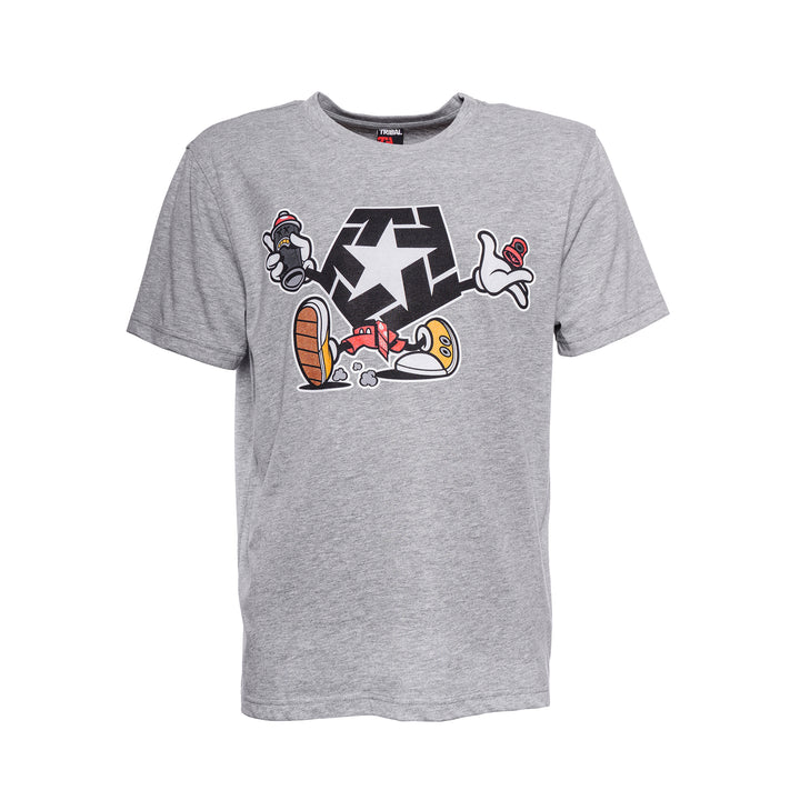 Camiseta Tribal Cartoon gris jaspeado