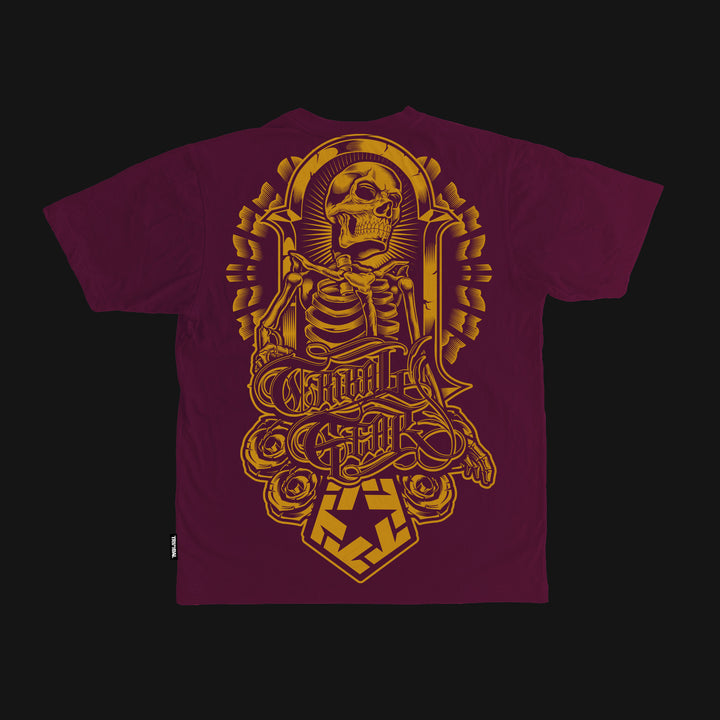 Tribal Muertos Font Logo Shirt / morocco maroon